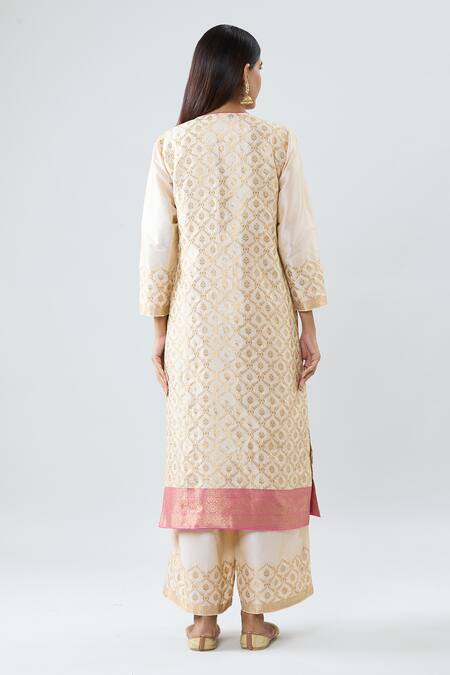 Peenacolada Notched Neck Floral Pattern Kurta Pant Set 