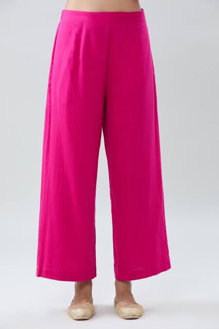 Peenacolada Pink Chanderi, Georgette, Cotton Gota Patti Border Embroidered Anarkali Pant Set at Aza Fashions Peenacolada_Pink Chanderi, Georgette, Cotton Gota Patti Border Embroidered Anarkali Pant Set _at_Aza_Fashions