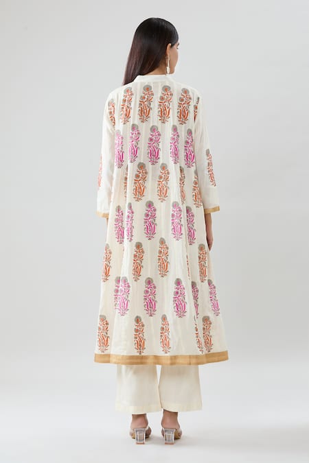 Peenacolada Floral Block Pattern Kurta Pant Set 