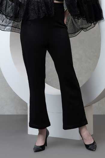 Majestic By Japnah_Black Net Hand Embroidered Beads Cape Round Pant Set_Online_at_Aza_Fashions