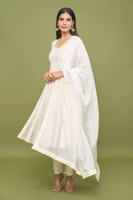 Buy Punit Balana Off White Cotton, Chiffon Sequins, Gota Patti, Geometric Anarakali Set Online at Aza Fashions Buy_Punit Balana_Off White Cotton, Chiffon Sequins, Gota Patti, Geometric Anarakali Set _Online_at_Aza_Fashions