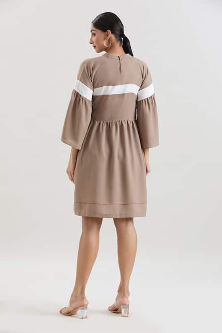 House Of Behram Striped High Neck Dress 