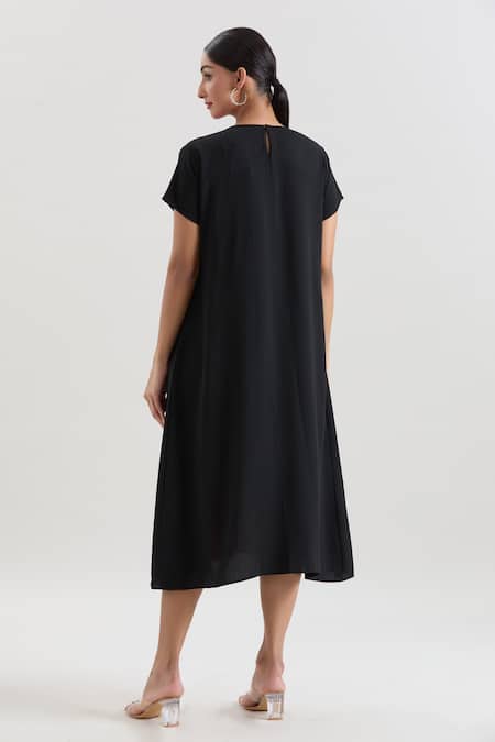 House Of Behram Pleated Panel Midi Dress 