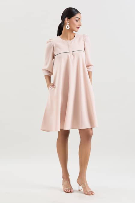 House of Behram Textured Crepe Flared Dress 