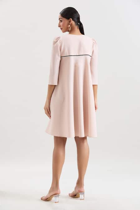 House Of Behram Textured Crepe Flared Dress 