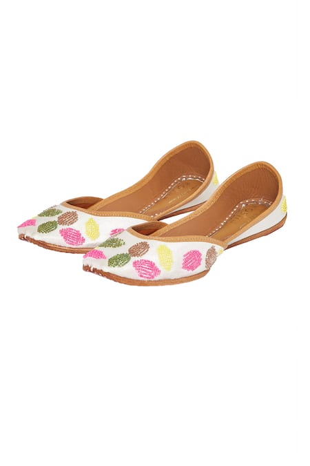 Shop House Of Kosha Multi Color Play Bloom Embroidered Juttis at Aza Fashions Shop_House Of Kosha_Multi Color Play Bloom Embroidered Juttis _at_Aza_Fashions
