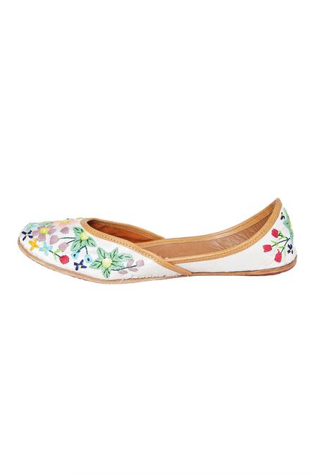 House Of Kosha Multi Color Sequins, Embroidery Rabia Garden Leather Juttis at Aza Fashions House Of Kosha_Multi Color Sequins, Embroidery Rabia Garden Leather Juttis _at_Aza_Fashions