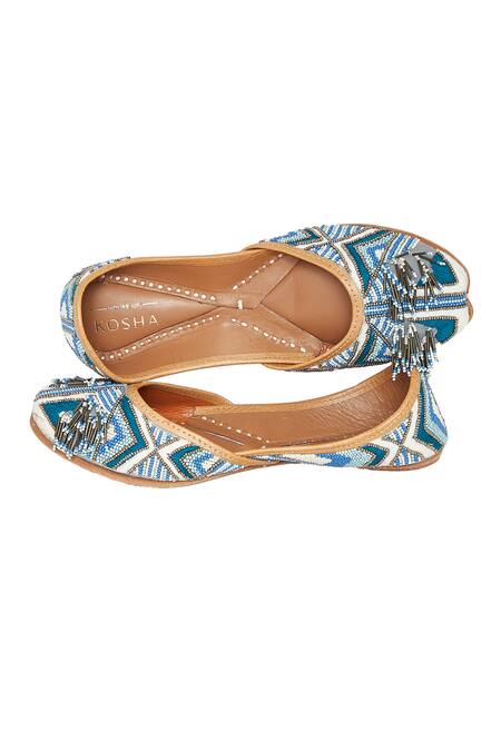Buy House Of Kosha Blue Breeze Embroidered Leather Juttis Online at Aza Fashions Buy_House Of Kosha_Blue Breeze Embroidered Leather Juttis _Online_at_Aza_Fashions