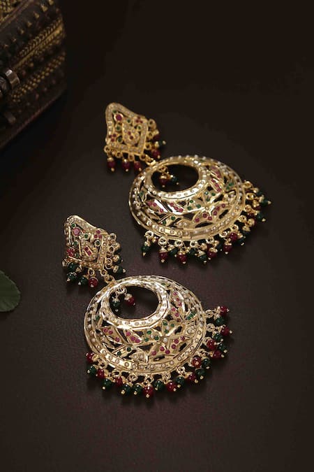 Amoliconcepts Stone Studded Floral Chandbalis 