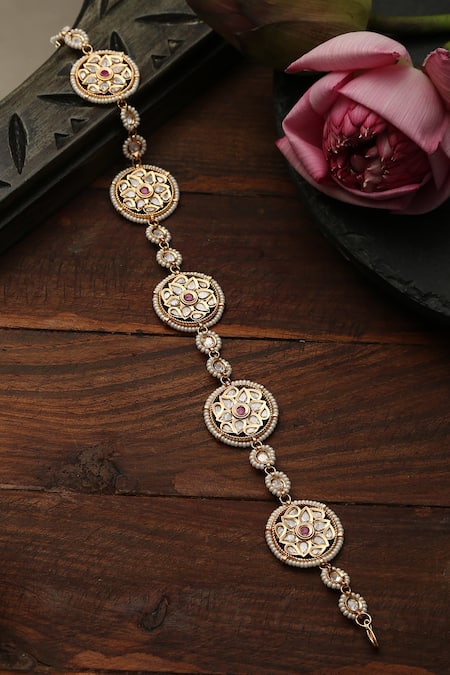 Amoliconcepts Floral Stone Studded Kundan Mathapatti 