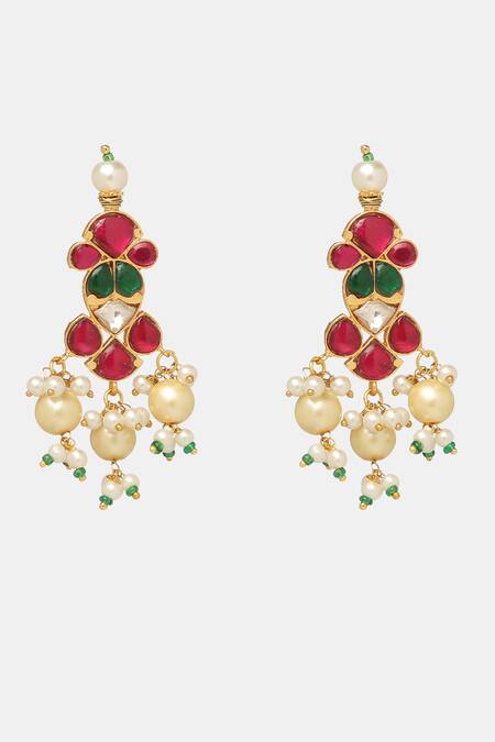 Shop_Amoliconcepts_Gold Plated Stones Kundan Floral Choker Necklace Set_Online_at_Aza_Fashions