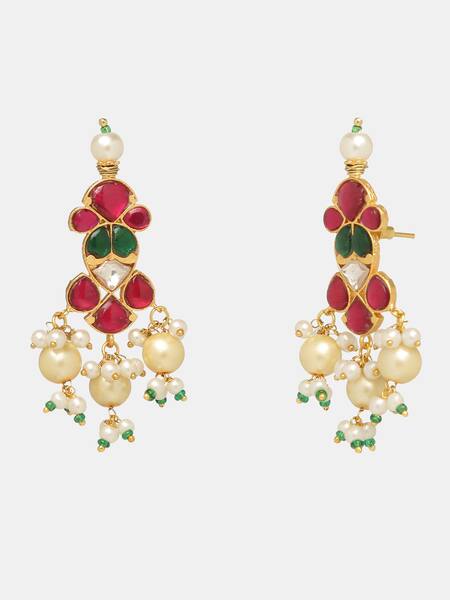 Amoliconcepts_Gold Plated Stones Kundan Floral Choker Necklace Set_at_Aza_Fashions