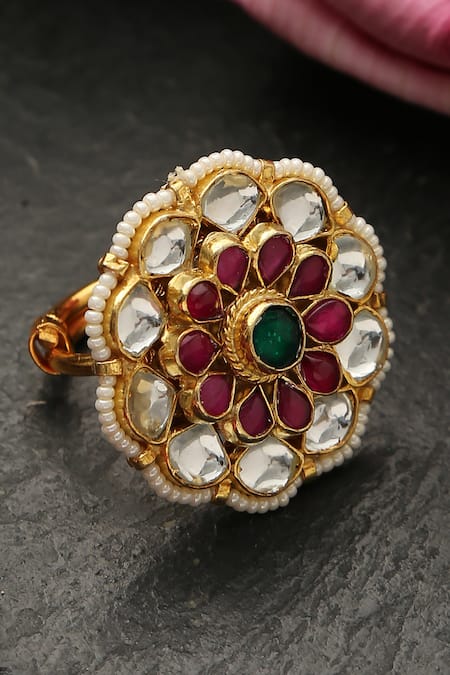 Amoliconcepts Floral Kundan Ring 