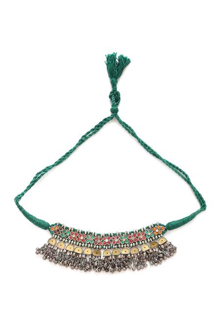 Amoliconcepts_Multi Color Floral Embellished Choker_Online_at_Aza_Fashions