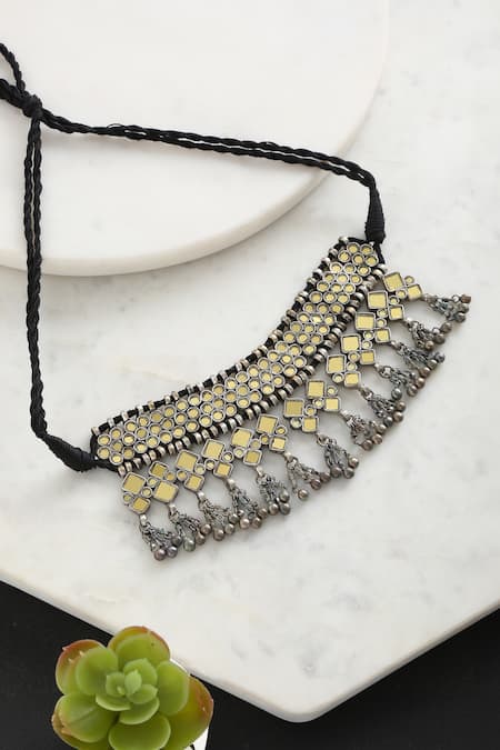 Amoliconcepts Geometric Cutwork Embellished Choker 