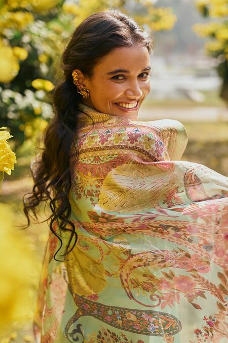 Buy Saundh Green Chanderi, Organza, Voile Embroidery, Johi Floral Woven A-line Kurta Set Online at Aza Fashions Buy_Saundh_Green Chanderi, Organza, Voile Embroidery, Johi Floral Woven A-line Kurta Set_Online_at_Aza_Fashions