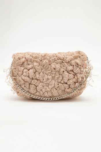 Doux Amour Rose Gold Japanese Bugle Beads Coco Double Work Bag Online at Aza Fashions Doux Amour_Rose Gold Japanese Bugle Beads Coco Double Work Bag _Online_at_Aza_Fashions