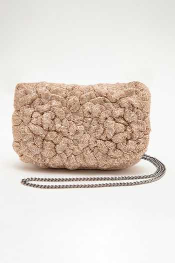 Shop Doux Amour Rose Gold Japanese Bugle Beads Coco Double Work Bag Online at Aza Fashions Shop_Doux Amour_Rose Gold Japanese Bugle Beads Coco Double Work Bag _Online_at_Aza_Fashions