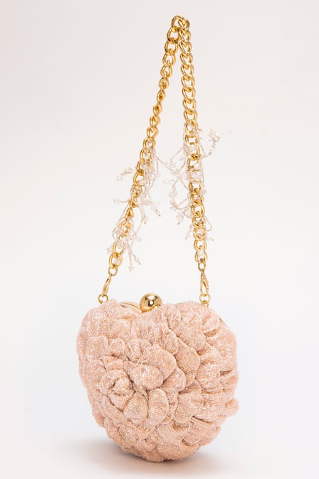 Doux Amour Isa Beaded Heart Clutch Bag 