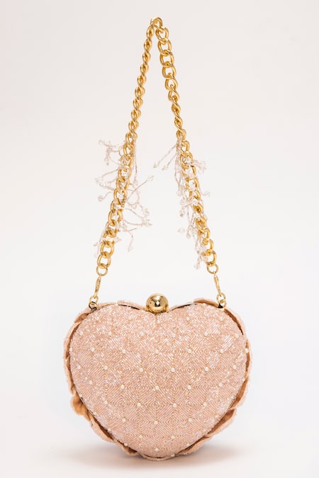Doux Amour Isa Beaded Heart Clutch Bag 