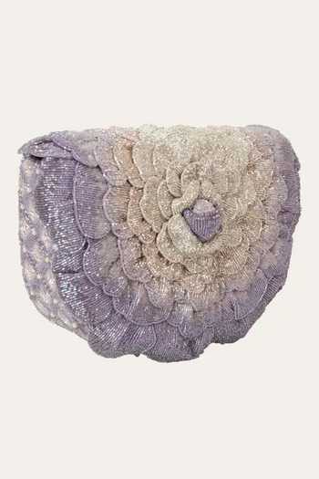 Shop Doux Amour Purple Beads Coco Floral Bloom Hand Embroidered Sling Online at Aza Fashions Shop_Doux Amour_Purple Beads Coco Floral Bloom Hand Embroidered Sling _Online_at_Aza_Fashions