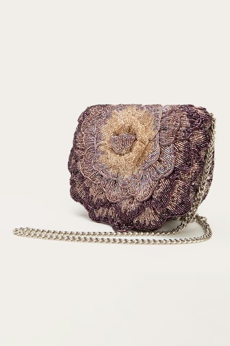 Doux Amour_Purple Beads Coco Mini Sling _Online_at_Aza_Fashions
