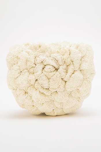 Doux Amour_Ivory Beads Bugle Hand Embroidered Bag _Online_at_Aza_Fashions