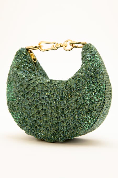 Doux Amour Cosmos Grab Bugle Beads Hand Embroidered Bag 