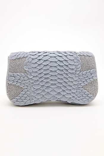 Doux Amour_Grey Beads Medusa Hand Embroidered Bag _Online_at_Aza_Fashions