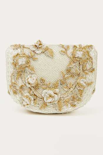 Doux Amour Ivory Embellished Callie Crystal Sling Bag Online at Aza Fashions Doux Amour_Ivory Embellished Callie Crystal Sling Bag _Online_at_Aza_Fashions