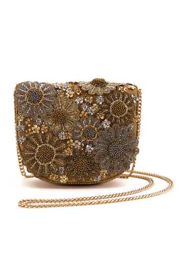 Doux Amour Gold Embellished Fiona Blossom Applique Mini Bag Online at Aza Fashions Doux Amour_Gold Embellished Fiona Blossom Applique Mini Bag _Online_at_Aza_Fashions