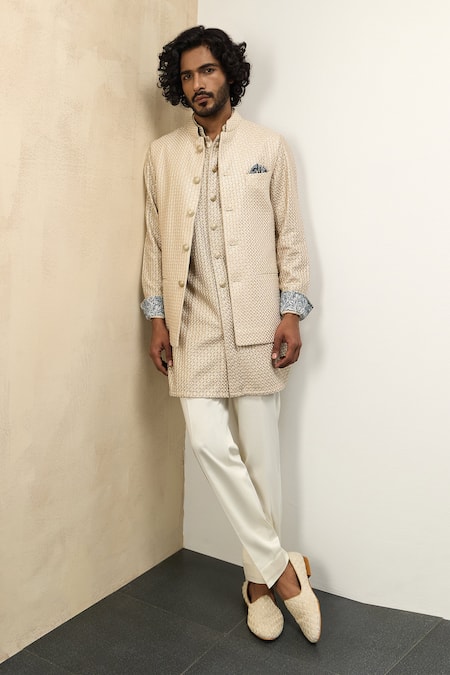 Arjan Dugal Embroidered Nehru Jacket With Kurta Set 