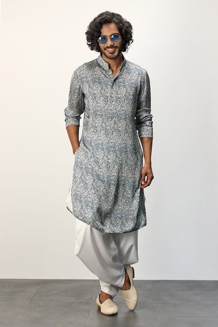 Arjan Dugal Floral Print Kurta & Dhoti Pant Set 