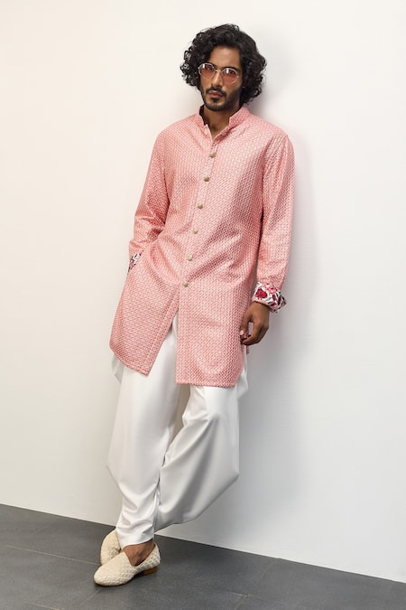 Arjan Dugal Floral Print Short Kurta & Dhoti Pant Set 