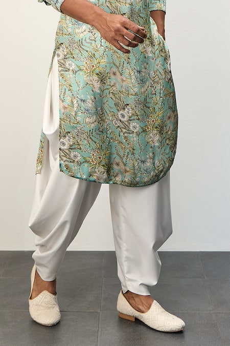 Arjan Dugal Blue Modal, Terrycloth Printed Kurta And Dhoti Pant Set Online at Aza Fashions Arjan Dugal_Blue Modal, Terrycloth Printed Kurta And Dhoti Pant Set _Online_at_Aza_Fashions