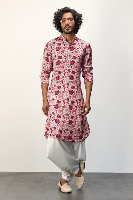 Arjan Dugal Peony Print Kurta & Dhoti Pant Set 