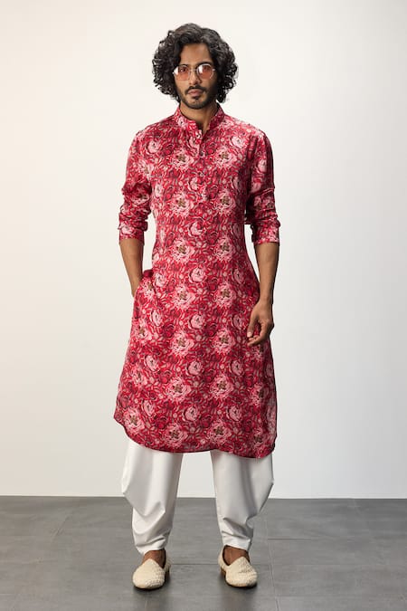 Arjan Dugal Peony Print Kurta & Pant Set 