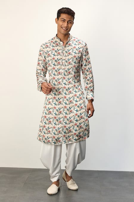 Arjan Dugal Floral Print Straight Kurta & Pant Set 