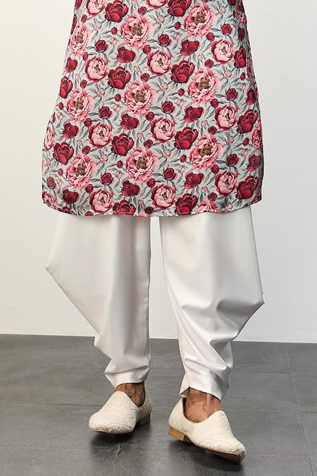 Arjan Dugal Blue Modal, Terrycloth Peony Print Kurta And Pant Set Online at Aza Fashions Arjan Dugal_Blue Modal, Terrycloth Peony Print Kurta And Pant Set _Online_at_Aza_Fashions