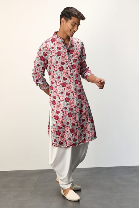 Arjan Dugal Peony Print Kurta & Pant Set