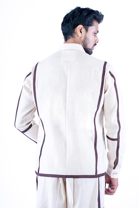 Yajy By Aditya Jain Kantha Embroidered Shirt With Trouser 