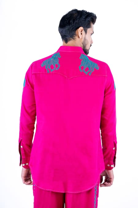 Yajy By Aditya Jain Resham Embroidered Shirt With Cargo Pant 