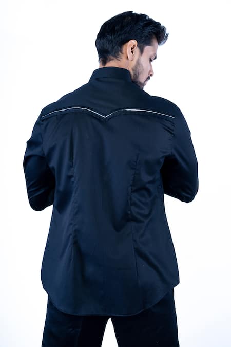 Shop Yajy By Aditya Jain Black Cotton Beads Champagne Glass Embroidered Shirt at Aza Fashions Shop_Yajy By Aditya Jain_Black Cotton Beads Champagne Glass Embroidered Shirt _at_Aza_Fashions