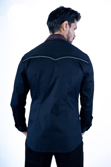 Shop Yajy By Aditya Jain Black Cotton Beads Eyeball Embroidery Shirt at Aza Fashions Shop_Yajy By Aditya Jain_Black Cotton Beads Eyeball Embroidery Shirt _at_Aza_Fashions