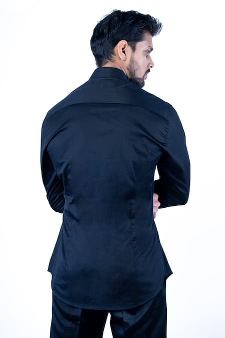 Shop Yajy By Aditya Jain Black Cotton Embroidery Thread Shirt at Aza Fashions Shop_Yajy By Aditya Jain_Black Cotton Embroidery Thread Shirt _at_Aza_Fashions