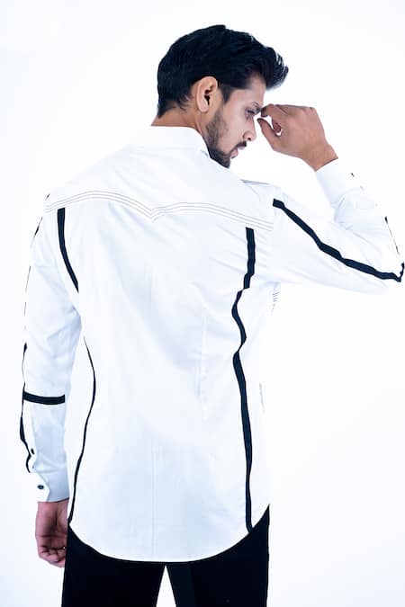 Shop Yajy By Aditya Jain White Cotton Embroidery Kantha Shirt at Aza Fashions Shop_Yajy By Aditya Jain_White Cotton Embroidery Kantha Shirt _at_Aza_Fashions