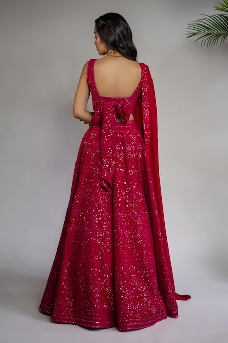 Shahmeen Husain Floral Chikankari Embroidered Lehenga Set 