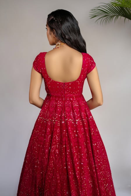 Shahmeen Husain Floral Chikankari Embroidered Anarkali With Dupatta 