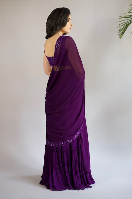 Shahmeen Husain Chikankari Work Blouse Pleated Lehenga Set 