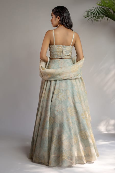 Shahmeen Husain Silk Floral Bloom Print Lehenga Set 